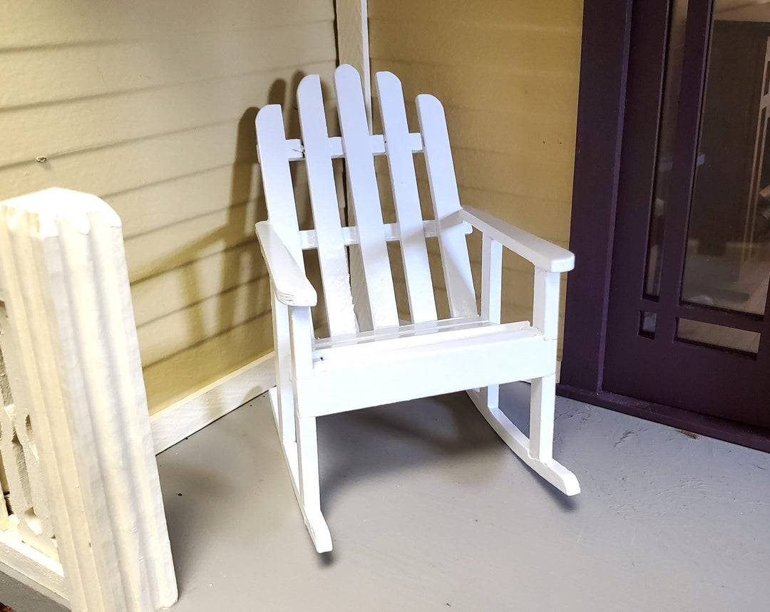 Dollhouse Adirondack Rocking Chair Rocker White 1:12 Scale Miniature Furniture - Miniature Crush