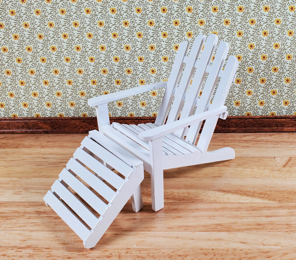 Dollhouse Adirondack Set Chair Rocker Table White 1:12 Scale Miniature Furniture - Miniature Crush