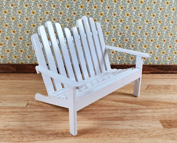 Dollhouse Adirondack Set Chair Rocker Table White 1:12 Scale Miniature Furniture - Miniature Crush