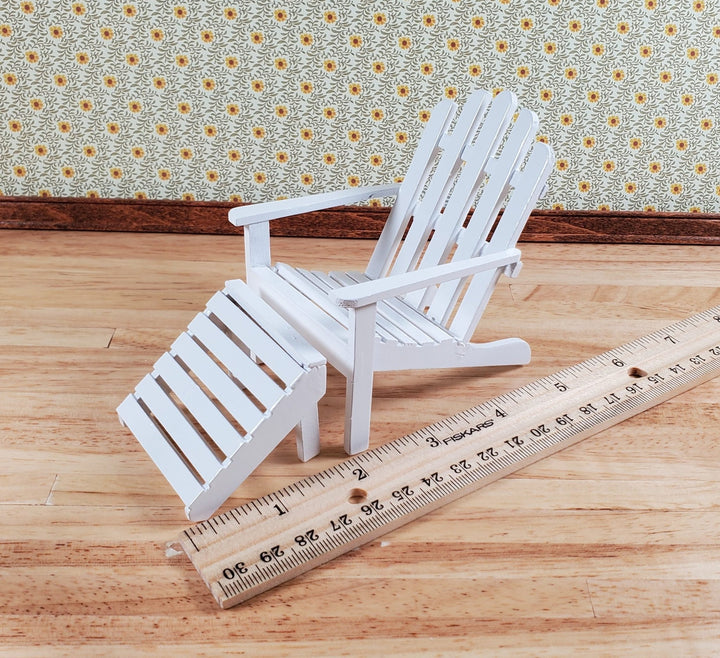 Dollhouse Adirondack Set Chair Rocker Table White 1:12 Scale Miniature Furniture - Miniature Crush