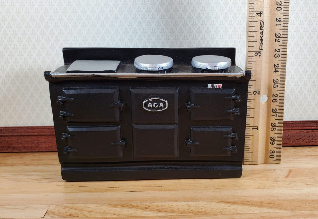 Dollhouse AGA Style Cooker Stove Oven Black Large 1:12 Scale Miniature Kitchen - Miniature Crush