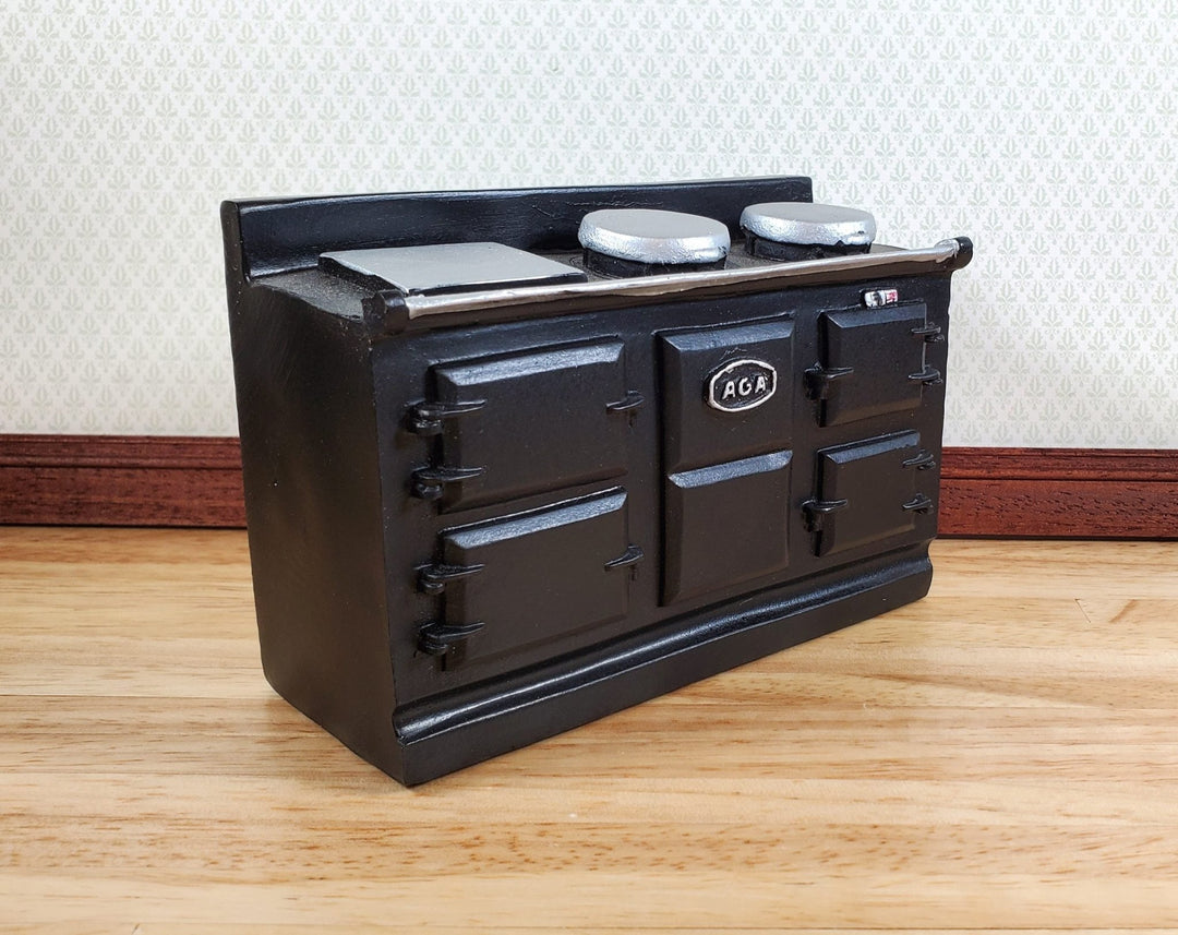 Dollhouse AGA Style Cooker Stove Oven Black Large 1:12 Scale Miniature Kitchen - Miniature Crush