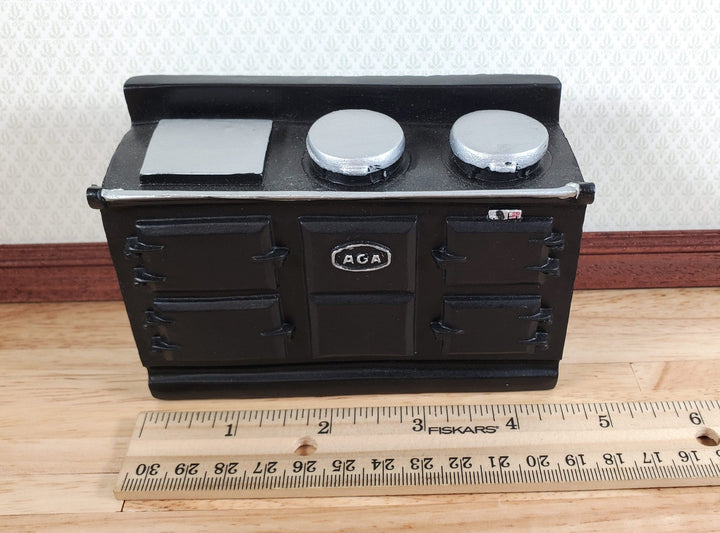 Dollhouse AGA Style Cooker Stove Oven Black Large 1:12 Scale Miniature Kitchen - Miniature Crush