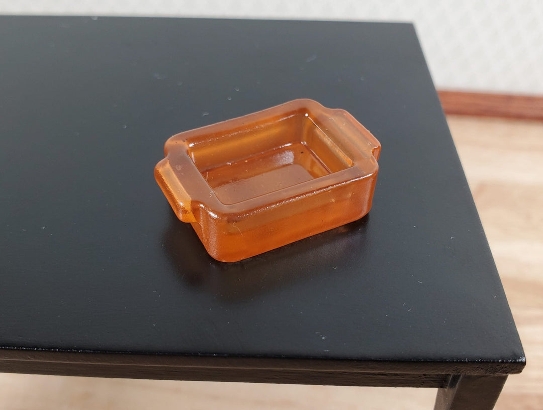 Dollhouse Amber Glass Casserole Dish with Handles 1:12 Scale Miniature Kitchen - MiniatureCrush