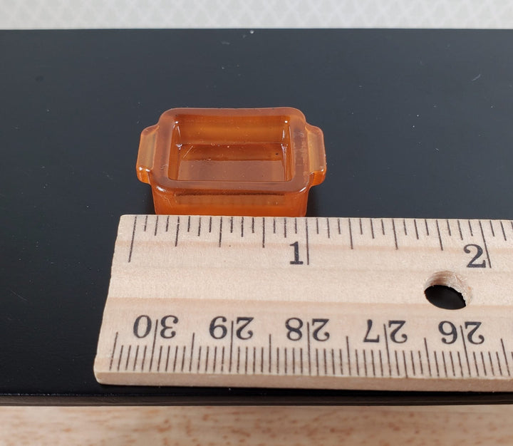 Dollhouse Amber Glass Casserole Dish with Handles 1:12 Scale Miniature Kitchen - MiniatureCrush