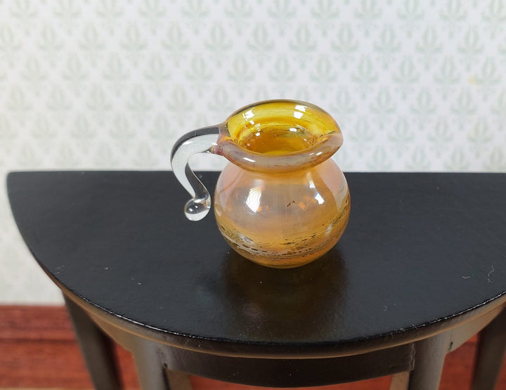 Dollhouse Amber Pitcher with White Swirls Hand Blown Glass 1:12 Scale - Miniature Crush