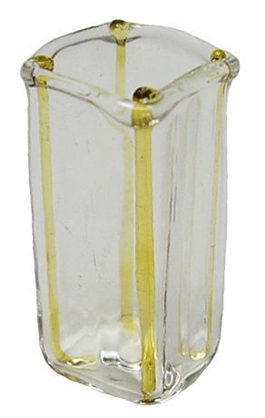 Dollhouse Amber Striped Square Modern Vase 1:12 Scale Miniature Decor Flowers - MiniatureCrush