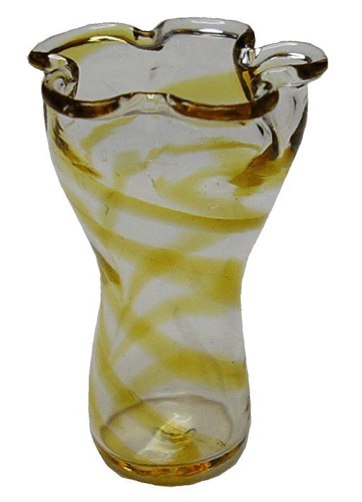 Dollhouse Amber Swirled Ruffled Vase 1:12 Scale Miniature Decoration Glass - MiniatureCrush