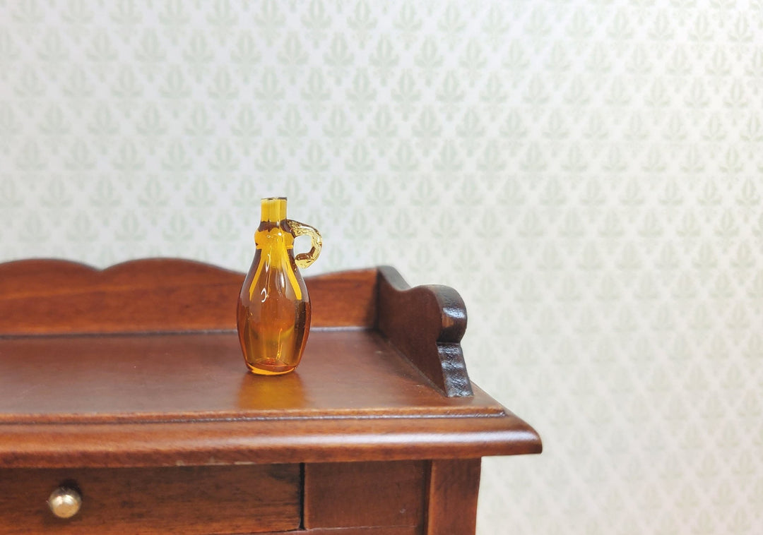 Dollhouse Amber Syrup Jug Bottle Jar Vase with Handle 13/16" 1:12 Scale - MiniatureCrush