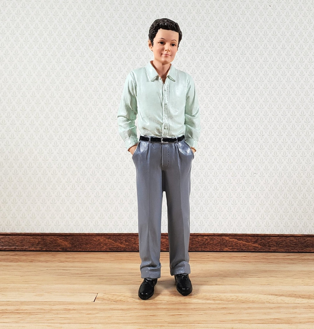 Dollhouse an Modern Father Dad Standing Business Casual 1:12 Scale Miniature "Travis" - MiniatureCrush