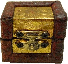 Dollhouse Antique Chest with Gold Overlay Trim 1:12 Scale Miniatures Chest - MiniatureCrush