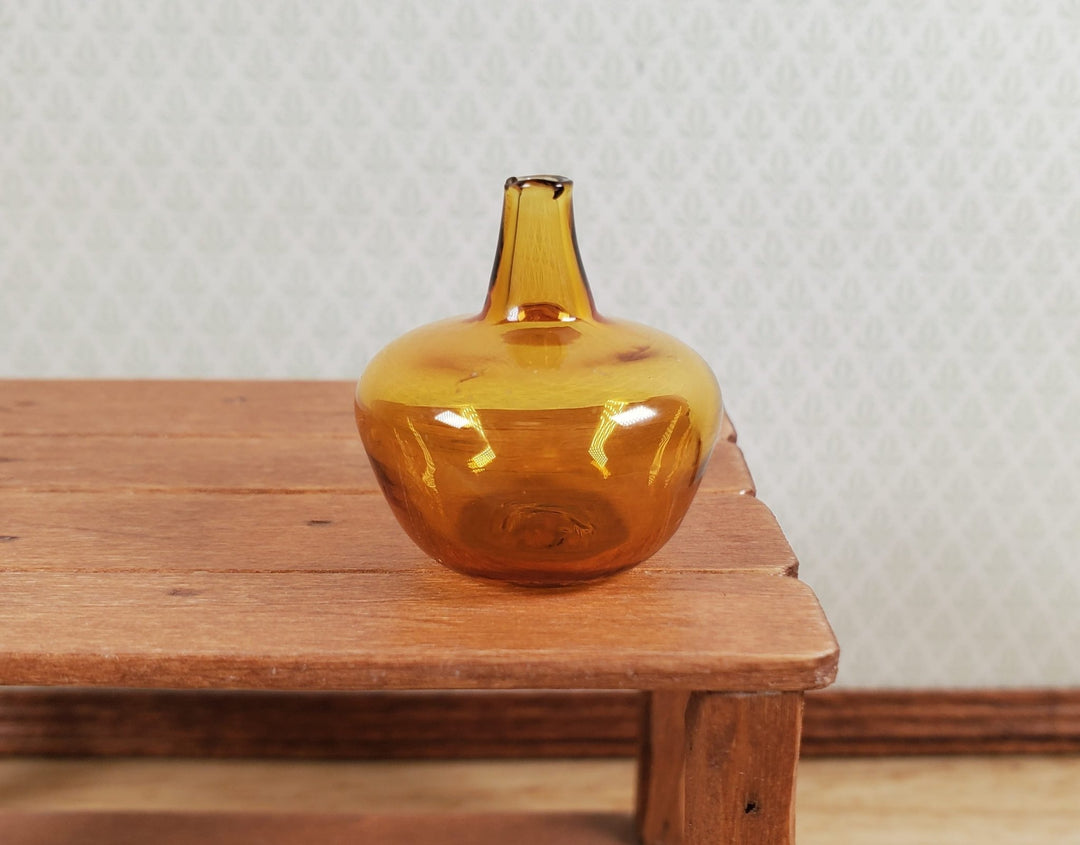Dollhouse Antique Glass Amber Demijohn 1:12 Scale Miniature - MiniatureCrush
