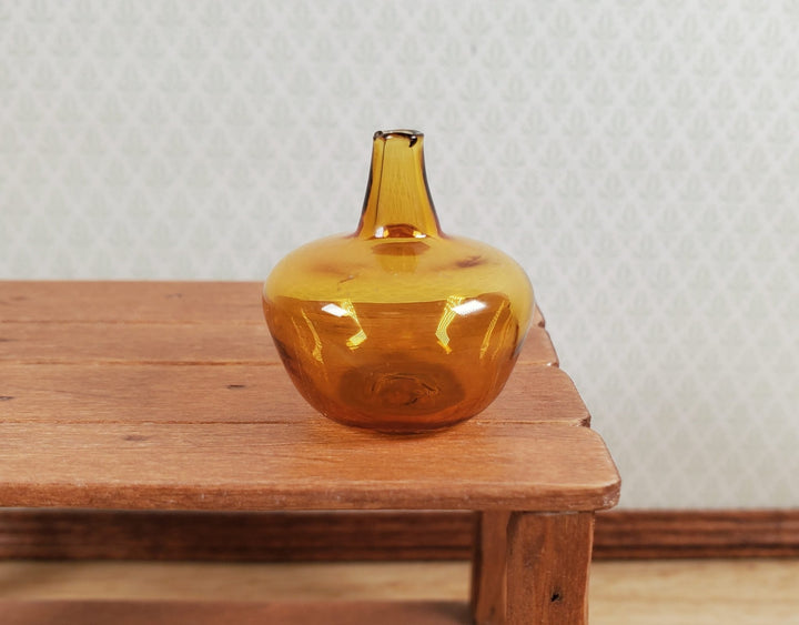 Dollhouse Antique Glass Amber Demijohn 1:12 Scale Miniature - MiniatureCrush
