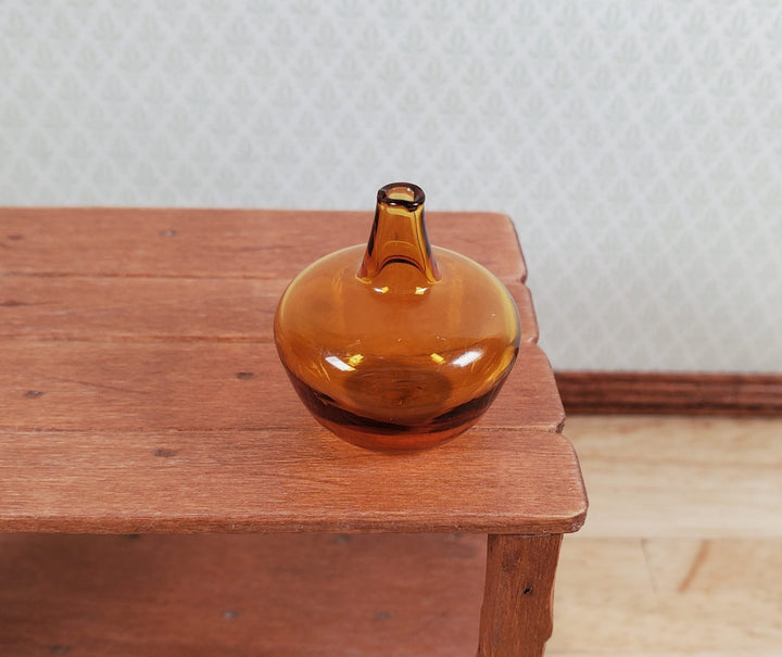 Dollhouse Antique Glass Amber Demijohn 1:12 Scale Miniature - MiniatureCrush