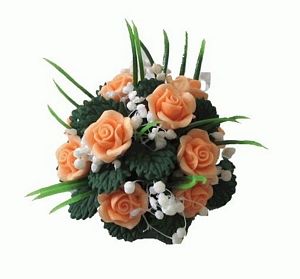 Dollhouse Apricot Roses and Dried Flowers Centerpiece 1:12 Scale Miniature - MiniatureCrush