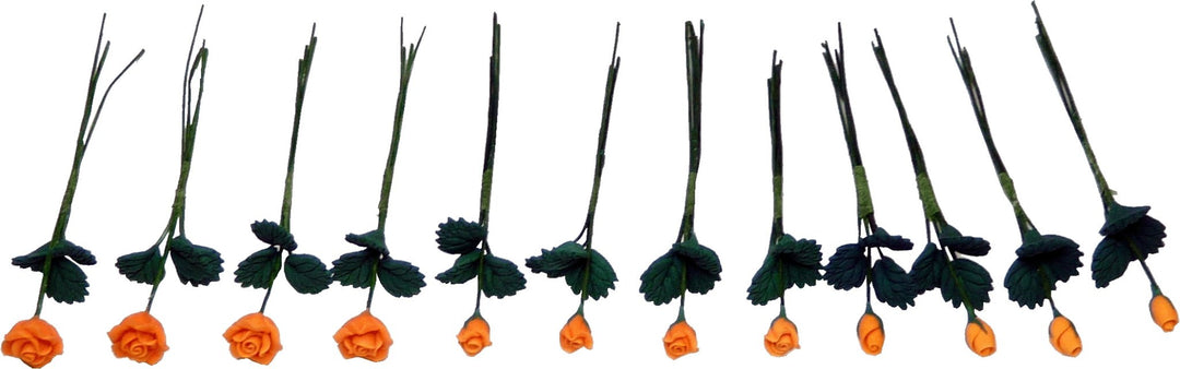 Dollhouse Apricot Roses Loose Bouquet One Dozen 1:12 Scale Miniature - MiniatureCrush