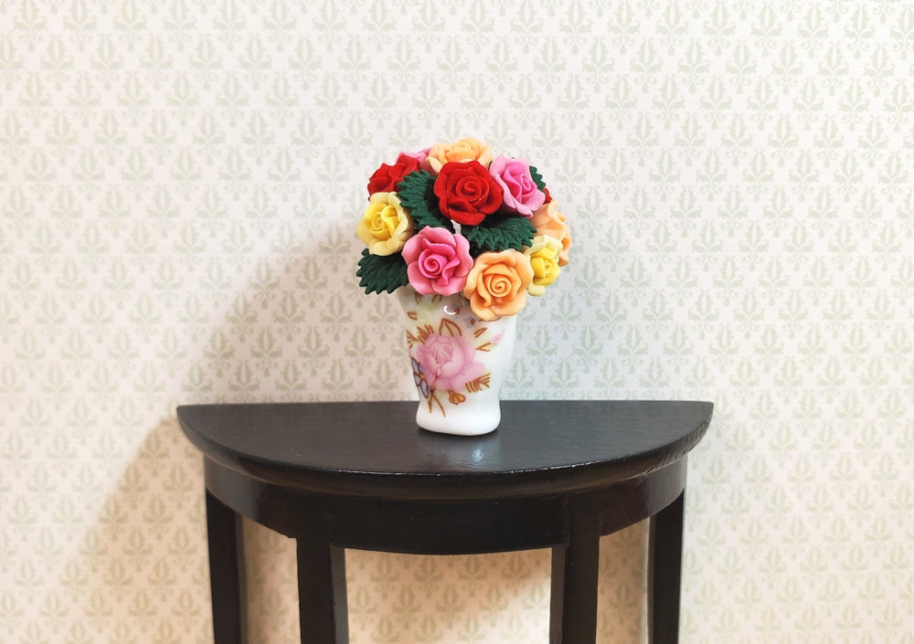 Dollhouse Assorted Colors Roses Wedding Bouquet One Dozen 1:12 Scale Miniature - MiniatureCrush
