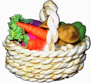Dollhouse Assorted Vegetables in a White Basket 1:12 Scale Miniature Food - MiniatureCrush