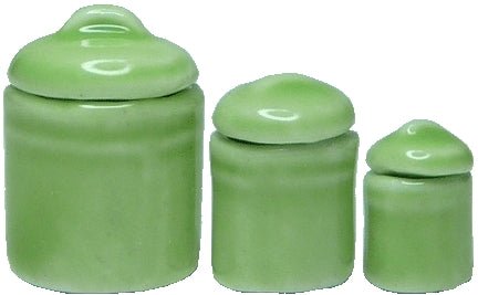 Dollhouse Avocado Canister Set with Removable Lids Set of 3 1:12 Scale Miniature - MiniatureCrush