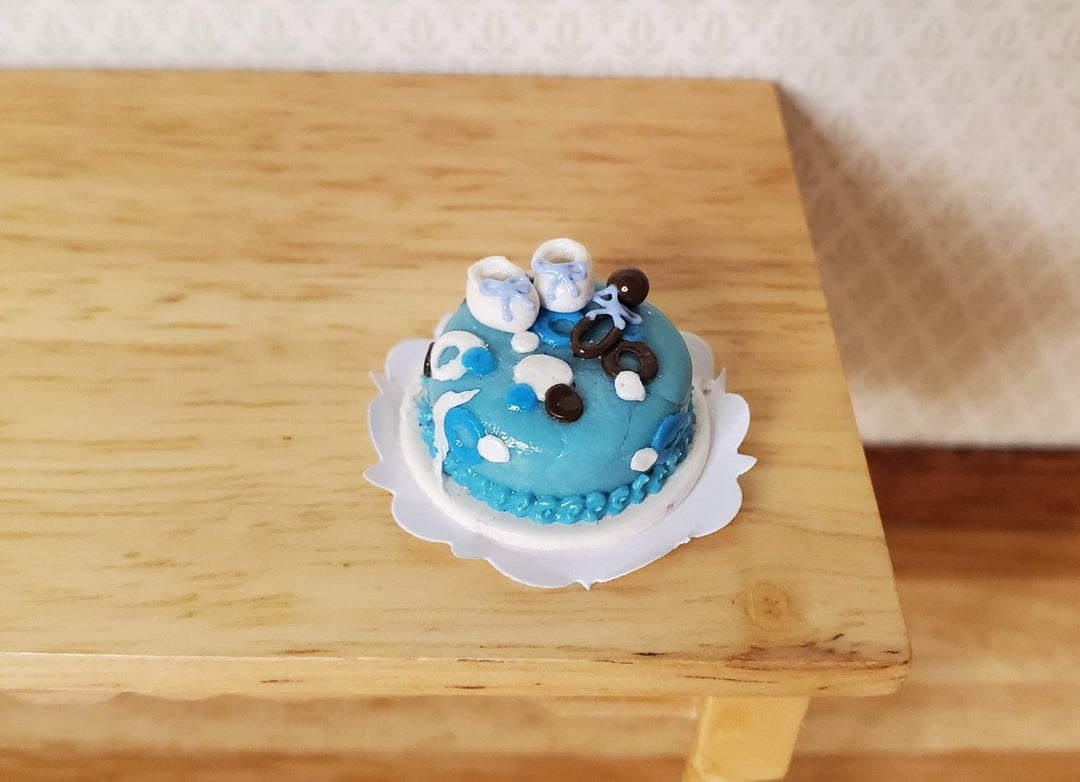 Dollhouse Baby Boy Welcome Cake 1:12 Scale Miniature Dessert Food - MiniatureCrush