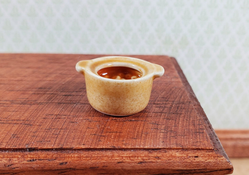 Dollhouse Baked Beans Side Dish in a Ceramic Pot 1:12 Scale Miniature ...