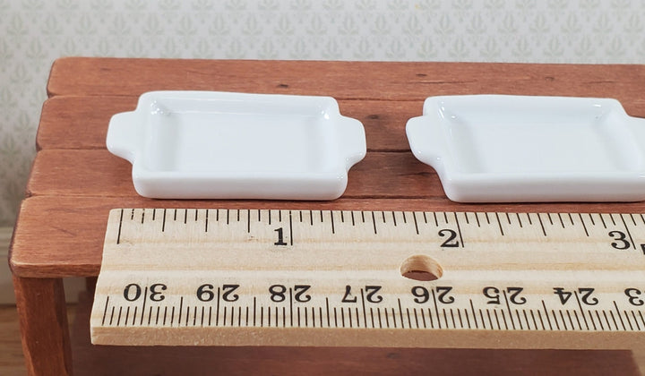 Dollhouse Baking Tray Cookie Sheet White Ceramic x2 1:12 Scale Miniature Dishes - Miniature Crush