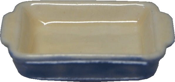Dollhouse Baking Tray or Pan Ceramic Blue & White 1:12 Scale Miniature Dishes - MiniatureCrush