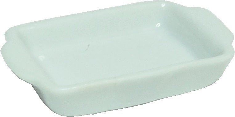 Dollhouse Baking Tray or Pan Ceramic White 1:12 Scale Miniature Dishes - MiniatureCrush