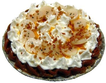 Dollhouse Banana Cream Pie on a Silver Pie Plate 1:12 Scale Miniature Food - MiniatureCrush