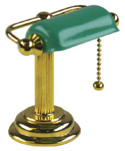 Dollhouse Bankers Desk Table Lamp Green Shade 12 Volt w/ Plug 1:12 Scale HW2709 - MiniatureCrush