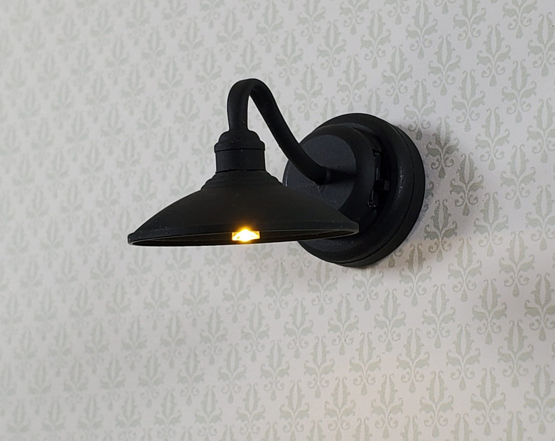 Dollhouse Barn Light Industrial Black Wand Operated Battery 1:12 Scale Miniature - MiniatureCrush