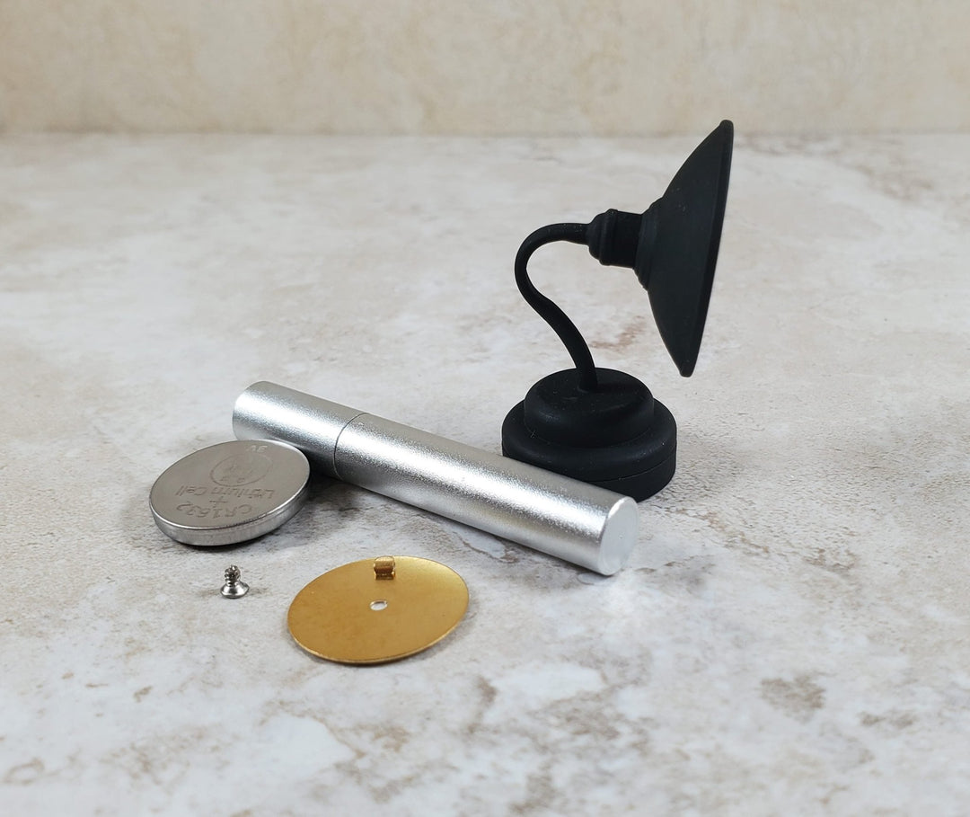 Dollhouse Barn Light Industrial Black Wand Operated Battery 1:12 Scale Miniature - MiniatureCrush