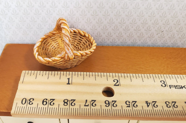 Dollhouse Basket with Handle Wicker Style 1:12 Scale Miniature Decor Accessories - MiniatureCrush