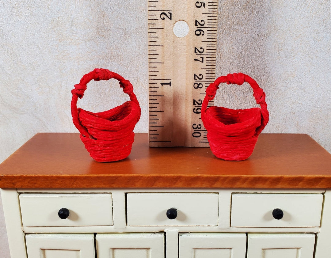 Dollhouse Baskets Set of 2 Red 1:12 Scale Dollhouse Miniatures - MiniatureCrush