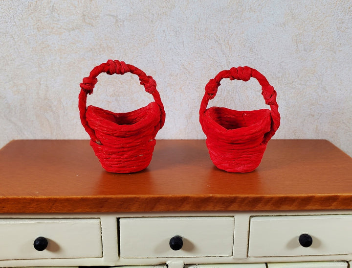 Dollhouse Baskets Set of 2 Red 1:12 Scale Dollhouse Miniatures - MiniatureCrush