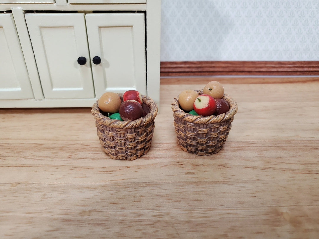 Dollhouse Baskets Set of 2 Resin Brown 1:12 Scale Miniatures 3/4" tall - Miniature Crush