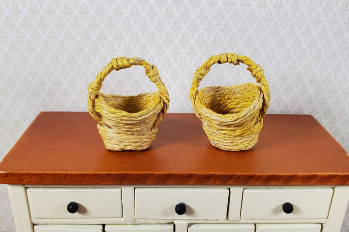 Dollhouse Baskets Set of 2 Yellow 1:12 Scale Dollhouse Miniatures - MiniatureCrush