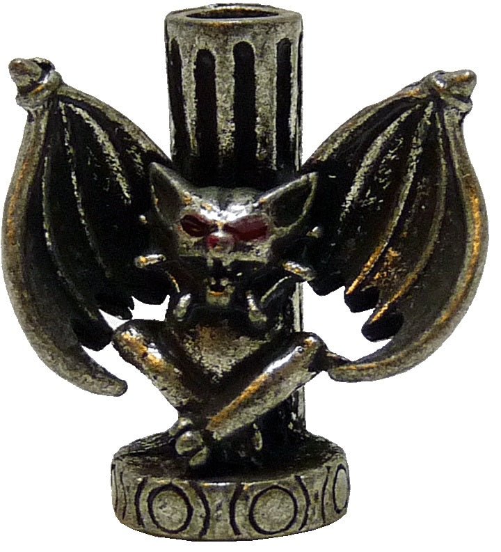 Dollhouse Bat Gargoyle Candlestick Holder Silver 1:12 Scale Miniature - MiniatureCrush