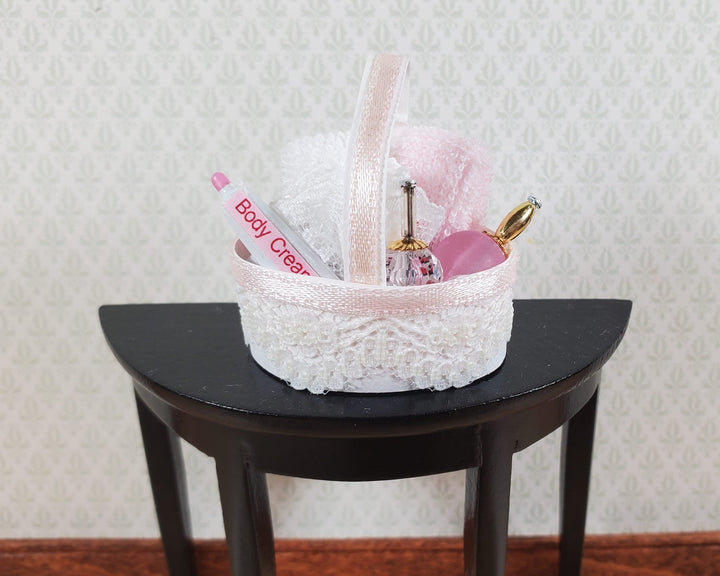 Dollhouse Bath Accessories Set Basket Lotion Hand Towels 1:12 Scale Miniature - Miniature Crush