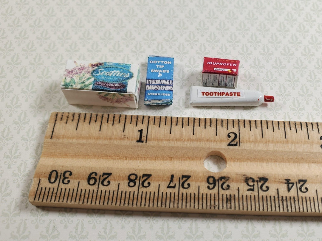 Dollhouse Bathroom Accessories Tissue Toothpaste Ibuprofen 1:12 Scale Medicine - MiniatureCrush