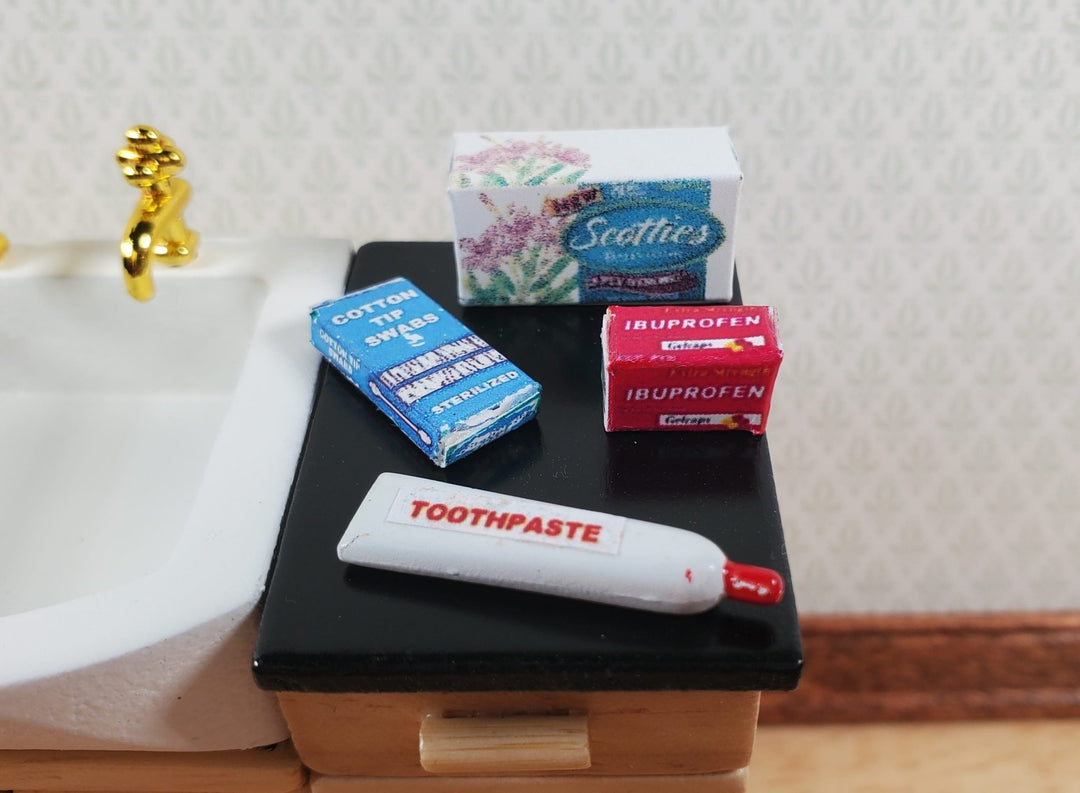 Dollhouse Bathroom Accessories Tissue Toothpaste Ibuprofen 1:12 Scale Medicine - MiniatureCrush