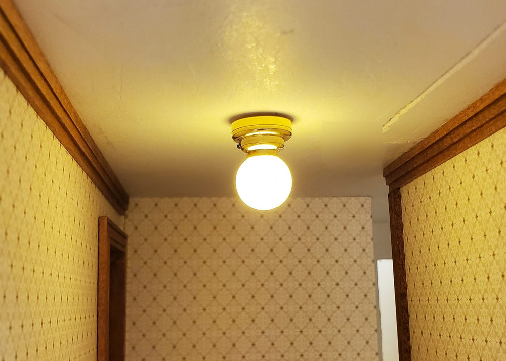 Dollhouse Battery Ceiling Light Hanging White Globe Shade 1:12 Scale Houseworks - MiniatureCrush