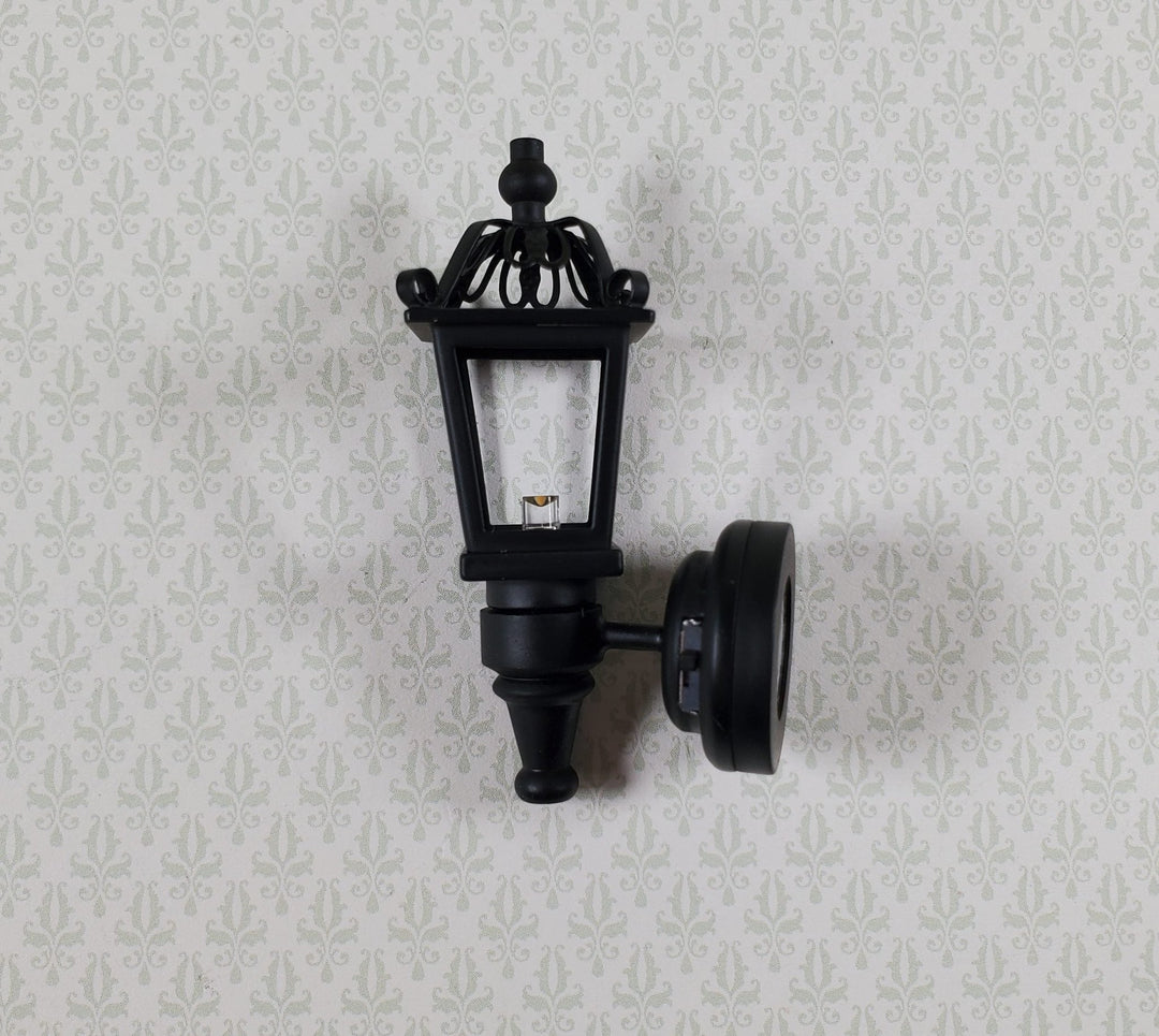 Dollhouse Battery Light Coach Lamp Black Metal Large 2" 1:12 Scale Miniature - Miniature Crush