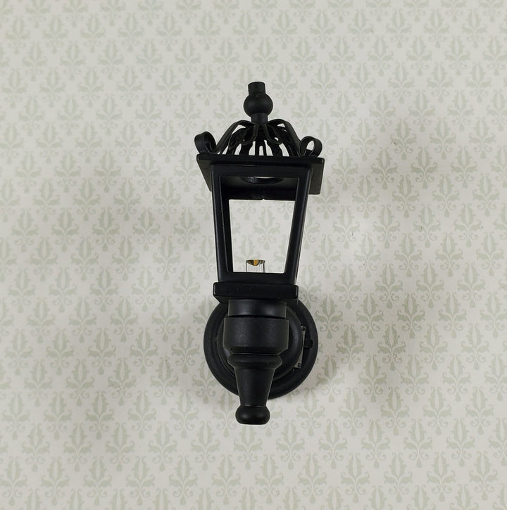 Dollhouse Battery Light Coach Lamp Black Metal Large 2" 1:12 Scale Miniature - Miniature Crush