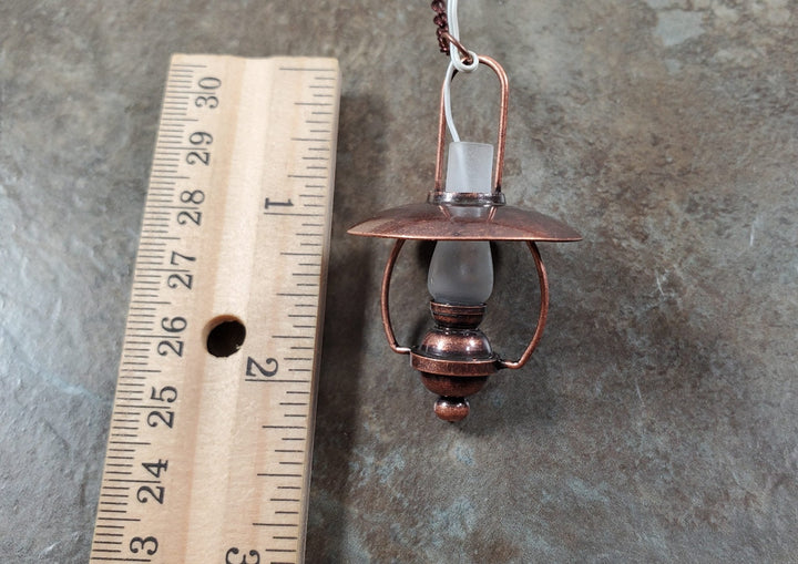 Dollhouse Battery Light "Gas" Ceiling Light Copper 1:12 Scale Lantern Houseworks - MiniatureCrush