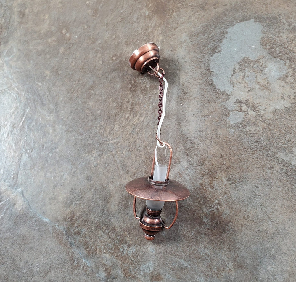 Dollhouse Battery Light "Gas" Ceiling Light Copper 1:12 Scale Lantern Houseworks - MiniatureCrush
