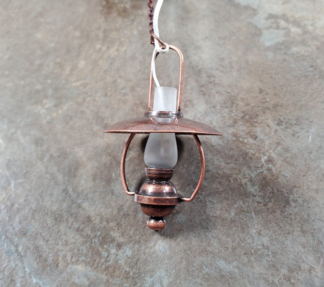 Dollhouse Battery Light "Gas" Ceiling Light Copper 1:12 Scale Lantern Houseworks - MiniatureCrush