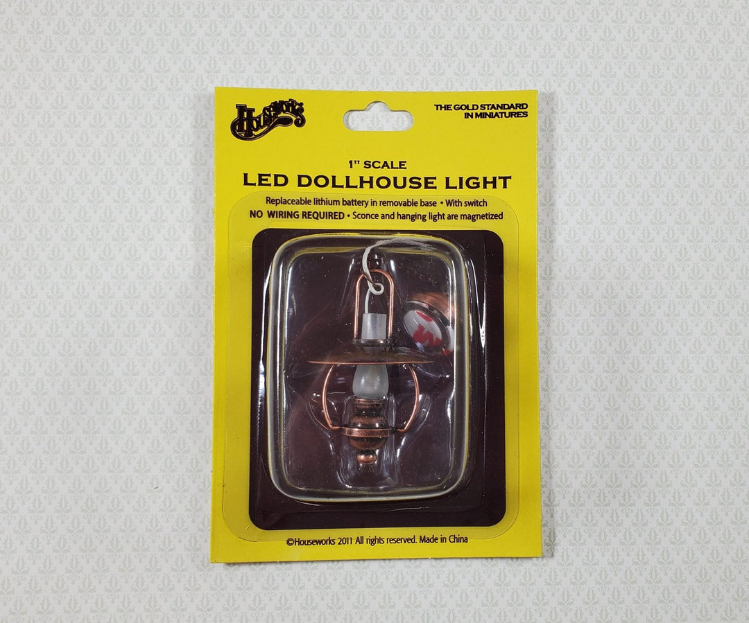 Dollhouse Battery Light "Gas" Ceiling Light Copper 1:12 Scale Lantern Houseworks - MiniatureCrush