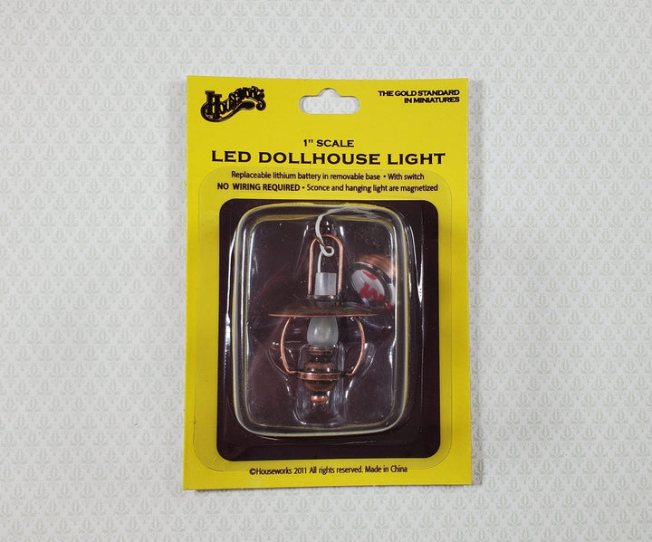 Dollhouse Battery Light "Gas" Ceiling Light Copper 1:12 Scale Lantern Houseworks - MiniatureCrush
