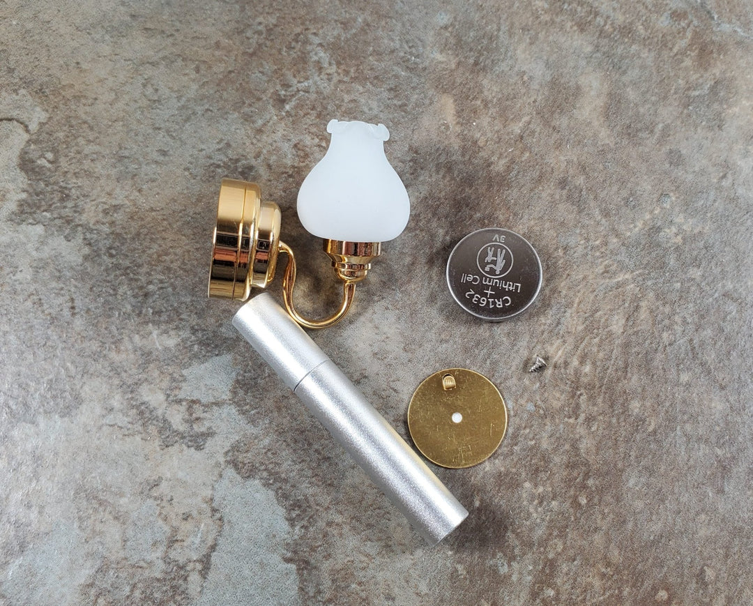 Dollhouse Battery Light Single Tulip Sconce Wand Operated 1:12 Scale Miniature - MiniatureCrush